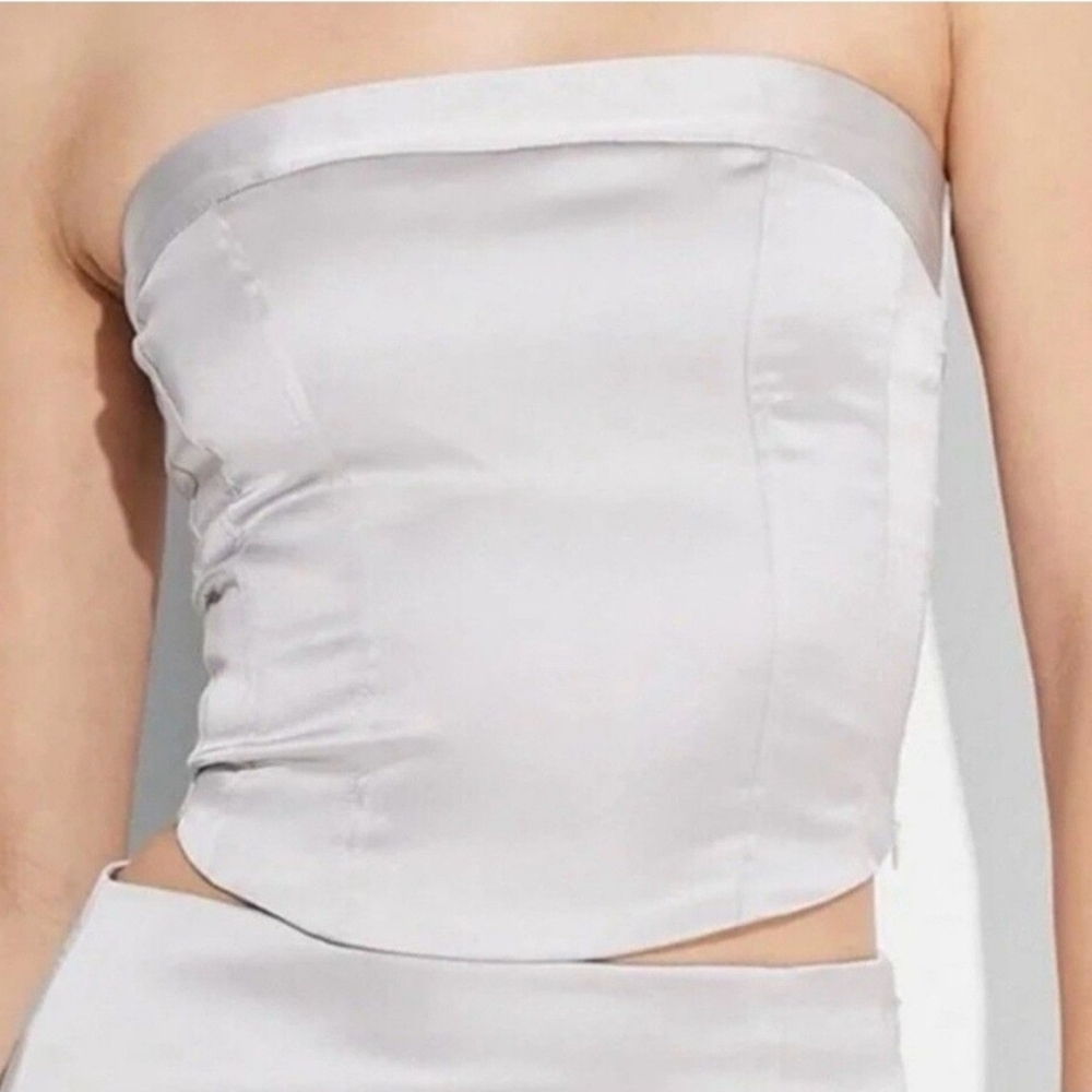 Wild Fable Silver Strapless Satin Tube Top Women's Size XXL